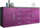 Vladon Sideboard Faro V2, Made in Germany, Kommode mit 2 Türen und 4 Schubladen, Schwarz matt/Brombeer Hochglanz (166 x 72 x 35 cm)