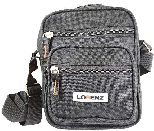 Lorenz Leinen Unisex Schulter Tasche Langer Verstellbarer Träger In 3 Farben - Polyester, Schwarz, H =17.5cm, B=13.5cm, T= 7cm