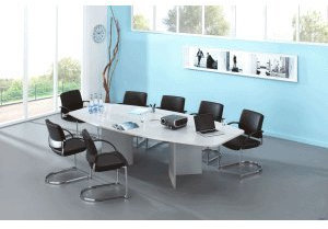 Konferenztisch mit Holzuntergestell 280x130/78cm grau