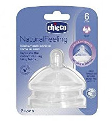 Chicco Tétine Silicone Natural Feeling Flux Rapide Bout Allongé x 2 6 Mois+