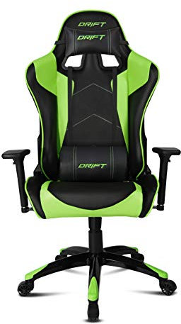 Drift DR300BG - Silla Gaming Profesional, (Polipiel Alta Calidad, Ergonómica), Color Negro/Verde, 48 x 61.5 x 129 cm