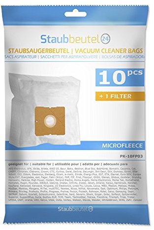 Staubbeutel24 10 Sacchetti per ASPIRAPOLVERE DELONGHI 140, XHT 170E, Technomax 11, XTD 2060 E Romeo, QZ 11 B, QZ11B, XTD 2040, XTD2040, VTD 2040 Romeo