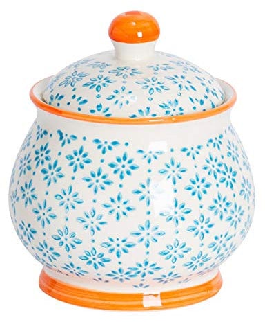 Azucarero Olla con Tapa - Azul/Naranja