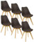 WOLTU Esszimmerstühle 6er Set, Skandinavische Küchenstühle, Wohnzimmerstuhl, Retro Design, Sitzfläche aus Kunstleder, Polsterstuhl Lehnstuhl,Massivholz Beine, Braun BH29br-6