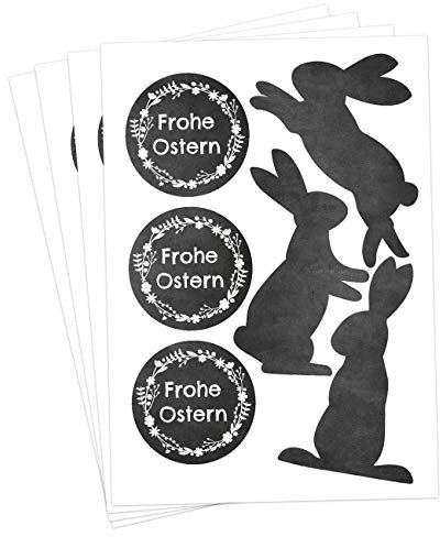 Papierdrachen 24 Oster Aufkleber zum Basteln und Dekorieren - Motiv schwarze Osterhasen & Frohe Ostern - Sticker Nr 1 - Ostern 2023