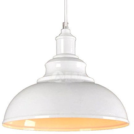 FLTRADE TOHMLAPE Hängeleuchte Industrielampe Vintage Lampenschirm E27 LED Lampen Hängelampe Deckenleuchte Pendelleuchte Edison Industriebeleuchtung Eisen Kürbisflasche Lampe Φ 30cm,Weiß