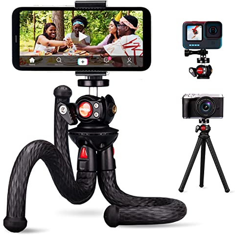 Lammcou Treppiede per cellulare, treppiede flessibile mini Gorrila con supporto per telefono e adattatore per action cam per iPhone Treppiede per telefono Sam-Sung Xiao-mi Hua-wei