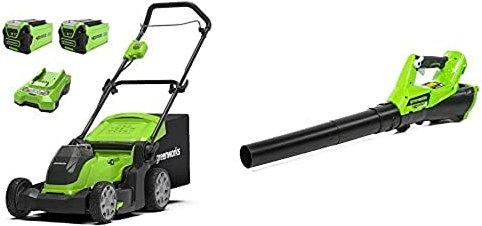 Greenworks 40V 41cm Tondeuse, souffleur, avec Batterie/Chargeur 2x2Ah