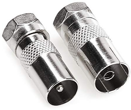 Nanyi TV-T/F-Stecker auf RF-Koax-Antennenadapter F-Stecker auf 9,5 TV-Buchse/Stecker, silberfarben