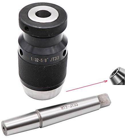 KIPA 1/32- 5/8 Super Heavy Duty Drill Press Chuck Keyless JT33 Mount & MT2-JT33 Drill Chuck Arbor, High-Precision