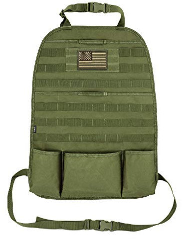WYNEX Car Seat Back Organizer, Tactical Molle Vehicle Panel Universal Fit Car Backseat Cover Protector with 3 Storage Pouch (Patch not Included)