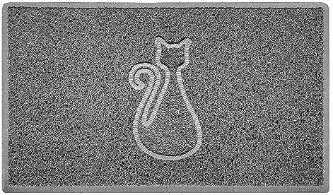 Nicoman CAT Embossed Shape Door Mat Dirt-Trapper Jet-Washable Doormat-(Use Outdoor ONLY)- (75x44cm/29.5x17.3inches, Medium) Grey