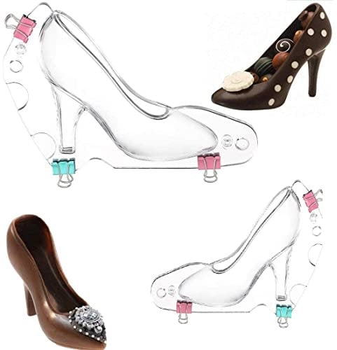 LYTIVAGEN 2 Pezzi Stampi 3D per Torta Stampi Plastica per Cioccolato a Forma di Scarpe Tacco Alto per Biscotti Dolci Pasticceria(Trasparente, 2 Dimensioni)