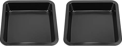 2Pcs Square Baking Pan, Non Stick Oven Baking Tray Set Heavy Duty Black Carbon Steel Baking Sheets Deep Roasting Tins Pans for Cake, Brownies, Roasting, 8.9inch