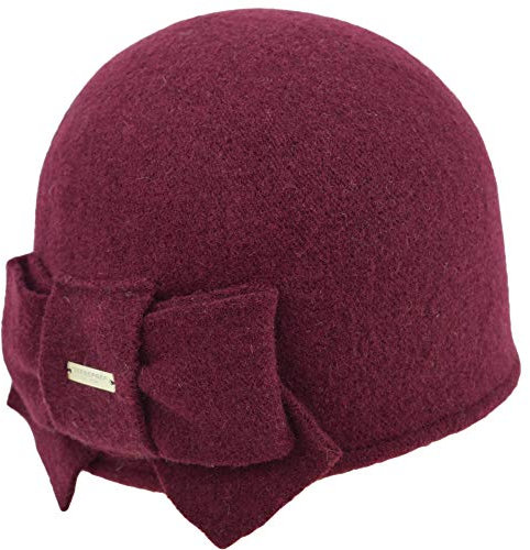 Seeberger Litika Wintermütze Walkmütze mit Schleife Damenmütze Walkhut (Cassis 023)