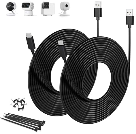 BASESAILOR USB C Charger Cable 5M/2Pack,Extra Long USB A to USB C Charging Cord,Type C Power Extension Lead for Blink Mini 2,Outdoor 4,PS5,Xbox Series X/S Controller,Petcube Cam 360,Nintendo Switch