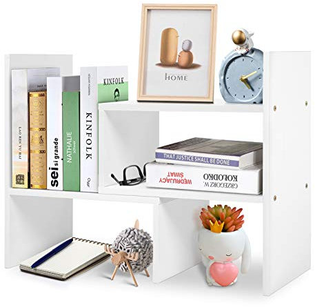 Cocoarm Schreibtisch Organizer DIY Regal Bücherregal Tisch Desktop Lagerregal Display Regal Standregal Tischorganizer Tischregal für Büro und Zuhause (Weiß)