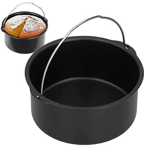 Torta Barile, Accessori per Friggitrice Ad Aria Nera Universale per Tortiere Teglia Antiaderente in Acciaio Al Carbonio per Friggitrici(8 Inch)