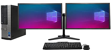 Complete set Dual 22 inch Monitors & Dell OptiPlex - Core i5-3470 - 8GB RAM - 256GB SSD - WiFi - Windows 10 64-Bit Desktop PC Computer (Renewed)