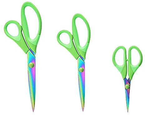 Schere,3 Stück Scharfe Scheren,Schneiderschere,Stoffschere,Schere Titanium,Mehrzweck Schere,Geeignet für Haushalte,Büros Und Schulen(Grün)