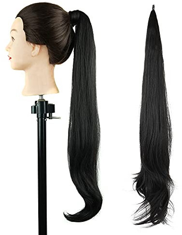 IMISSU Haarverlängerung Pferdeschwanz Flexibles Haar Pferdeschwänze Haarteile Synthetische Perücke (Schwarz)