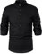 LucMatton Herren Baumwolle Retro Stil Roll-up Langarmshirt Casual Leinenähnliche Henley Tops, Schwarz , XXL