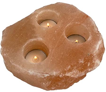 SudoreWell® Teelichthalter NATURAL3 für 3 Teelichter aus rosa Steinsalz hergestellt in der Salt Range Pakistan