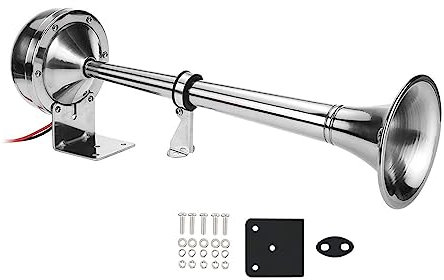 Gugxiom Klaxon Bateau 12V Puissant, 328DB en Acier Inoxydable Non Magnétique Universel pour Bateau Approuvé par les Garde-côtes, Klaxons à Air Fort Klaxons à Air Marin