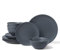 Famiware Moon Dinnerware Sets for 4, 12 Pieces Stoneware Plates and Bowls Sets with Speckled Design, Matte Dish Set, Microwave and Dishwasher Safe, Charcoal