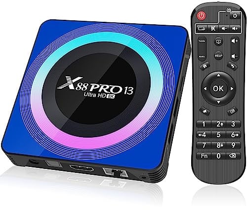 Android 13.0 TV Box, Android Box 4GB RAM 32GB ROM RK3528 Quad-Core Cortex-A53 GPU Mali-450, Box Android TV Supporto 8K 10/100M LAN Enternet 2.4G/5G Dual-Band WiFi 6 BT 5.0 USB 2.0/3.0, HDMI 8K TV Box