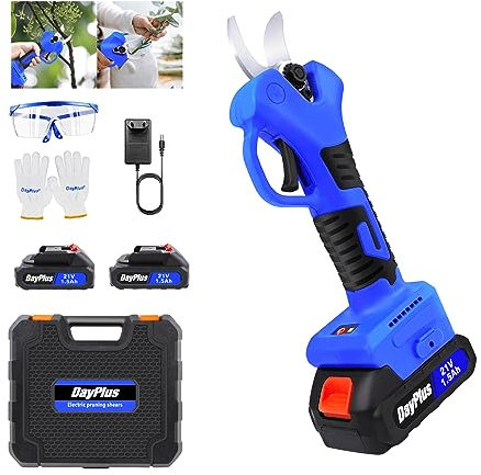 Elektrische Gartenschere Akku Rebschere Akku Baumschere Rosenschere Akku Gartenschere mit 2×1.5Ah Akku und Ladegerät, 30 mm Schnittdurchmesser, Akku Astschere für Garten, für Gartenarbeit Beschneidung