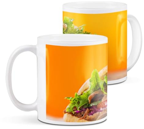 Destination Vinyl ltd 1 White Ceramic Mug Cup (11oz / 284ml) Kebab Fast Food Takeaway for Coffee Tea Drinks Kitchen Office #51274