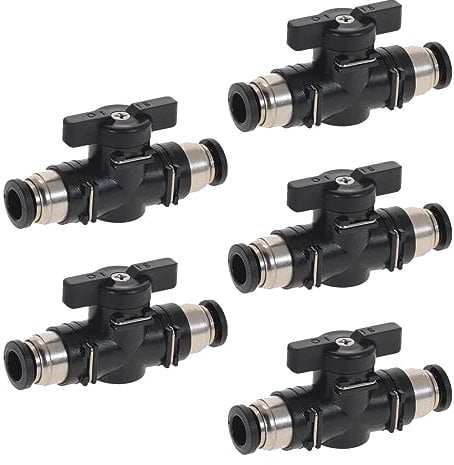Pneumatik Steckverbinder, 5 Stk Pneumatischer Kugelhahn, 8 mm Gerade Pneumatik Steckverbinder,Luftdurchfluss-Regelventil mit geradem Schnellanschluss für Luftschlauchverschraubungen