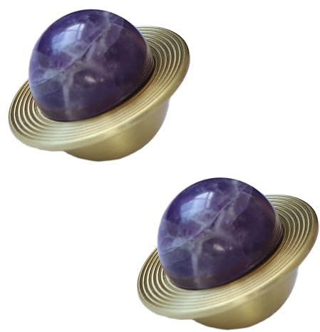 Handle Drawer 2Pcs Crystal Brass Wardrobe Door Knob Cabinet Small Handle Drawer Wardrobe Purple Diameter38mm