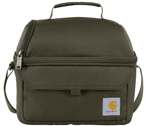 Carhartt Lonchera con dos compartimentos para 12 latas, duradera, totalmente aislada, para mujeres y hombres, lonchera grande (asfalto