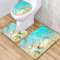 Badteppich Set Seestern am Meeresstrand Badezimmerteppich Set 3 Teilig Weicher Mikrofaser Bad Teppiche WC Vorleger Waschbar rutschfeste Badvorleger Toilette Teppich
