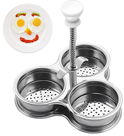 Pochierte Eier Form Poached Ei Maker Eggoner Edelstahl DampfschöPfer -Eierkocher Mit 3 Tassen Zum Kochwerkzeug Zum FrüHstüCk