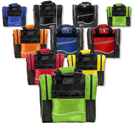 EMAX | Aloha - Wave - Bowlingball-Tasche | EIN-Ball-Bowling-Tasche | Bowlingbag für Kugel & Schuhe | Bowlingtasche mit Tragegriffen | Tasche für Herren Frauen Kinder (Deluxe - Limette)