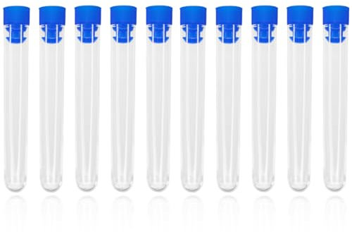 PLKSEI 10 Stück 11 * 1.5CM Probenbehälter Reagenzglas,Reagenzglas mit schraubverschluss Reagenzglas Kunststoff Zentrifugenröhrchen, mit Schraubverschluss und Abgestuften für Labor Chemie Experimente