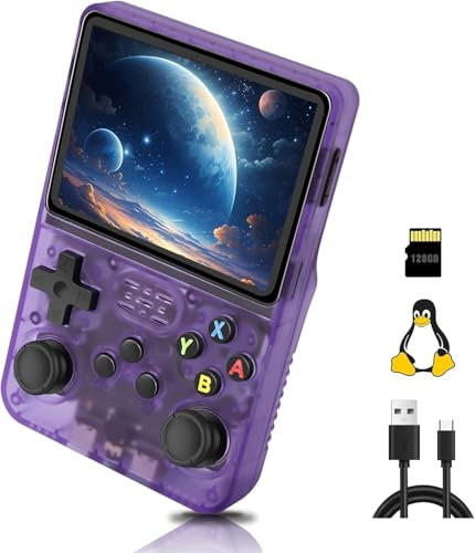 Consola Retro Portatil R36S con 15000 Juegos - Mini Consola Portatil con Juegos de PS1, PSP, N64, NDS, SuperN, GameB, GBA, NeoG, etc. Pantall HD IPS de 3.5 640*480 - Quad Core 1,6 GHz y RAM 1GB