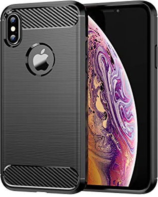 owlhold für iPhone X/iPhone XS Hülle, Karbonfaser Design Handyhülle Dünne Weiche TPU Silikon Material Schutzhülle stoßfeste Case Kratzfeste Cover für iPhone X/iPhone XS (Schwarz)