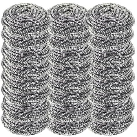 24Pcs Stainless Steel Scrubbers – Heavy Duty Non Scratch Steel Wire Scourers for Dishwashing Cleaning Pots Pans Grills Rust Resistant Reusable Kitchen Cleaning Pads - 5cm