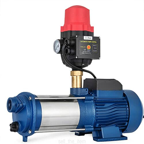 czyuRachel Kreiselpumpe, 2500w Edelstahl Kreiselpumpe 2850 U/Min 6600l/H Europäischer Stecker Schutzklasse IP44 Geeignet zur Erhöhung des Wasserdrucks wie Brunnen