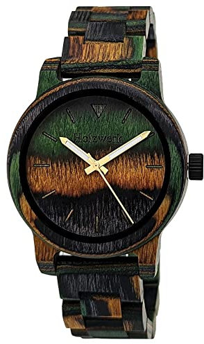 Holzwerk Germany Handgefertigte Unisex Damen-Uhr Herren-Uhr Öko Natur Holz-Uhr Armband-Uhr Analog Klassisch Quarz-Uhr Braun Bunt Grün Orange Schwarz (Braun..)