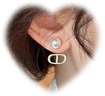 W WEILIRIAN Boho Perle Jacke Ohrringe Kristall Buchstaben Ohrringe Gold Perle Ohrringe Perle Hochzeit Ohrringe Vorderseite Ohrringe Schmuck Frauen