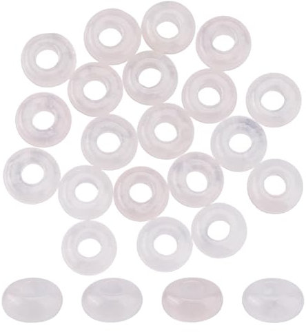DICOSMETIC 20Pcs Natural Rose Quartz Beads Large Hole Gemstone Beads 10mm Stone Beads Rondelle European Beads for Bracelet Necklace Jewelry Making, Hole:4mm