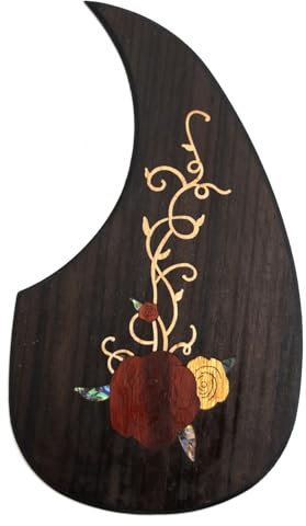 Massivholz Akustikgitarre Pickguard mit Abalone-Inlay, Rose Vine Elegance Design, selbstklebend für Martin D-45, passend für die meisten 101,6-109,2 cm (40-43 Zoll) Modelle mit leichter nach außen