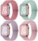 Fullmosa 4 Pack Correa Resistente al Agua Compatible con Apple Watch 44mm 46mm 45mm 42mm(Series10) 49mm,Correa Nylon Elástico para iWatch Series SE/10 9 8 7 6 5 4 3 /Ultra para Mujeres y Hombres