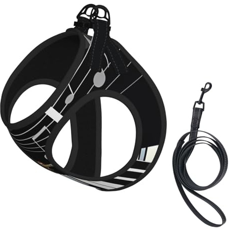 S Pet Leash Vest Hundegeschirr – kleine Größe, Gitarren-Piano-Muster, verstellbar, für Outdoor-Reisen und Spaziergänge