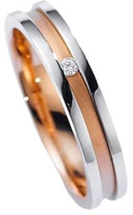 Whoiy Eheringe Rosegold Weissgold 375 mit 0.02ct Diamant, Passend 3.5MM Hochzeits Ringe 9K Echt Gold Trauring für Damen Größe 57 (18.1)